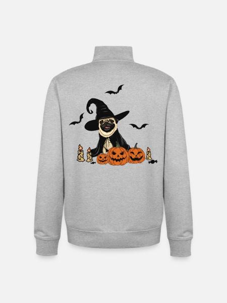 Dog Halloween - Unisex Organic Zip Sweatshirt by Stanley/Stella - heather grey