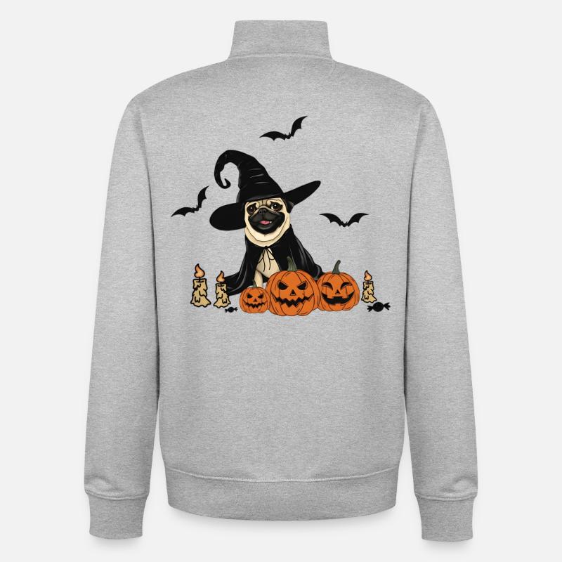 Halloween pour chiens - Sweat zippé unisexe en coton bio Stanley/Stella - gris chiné