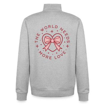 Die Welt braucht mehr Liebe, Frieden, Zitate, mädchenhaftes Herz - Unisex Organic Zip Sweatshirt von Stanley/Stella - Grau meliert - Hinten - AI Model Male 185 light (185cm)