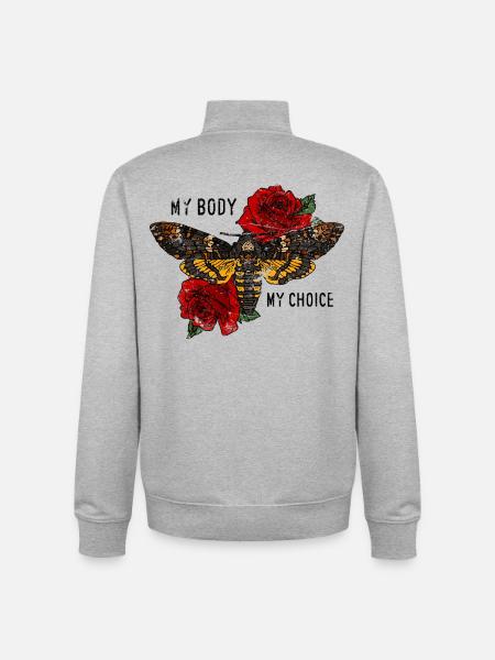Tarantula Butterfly with Roses - Unisex Organic Zip Sweatshirt by Stanley/Stella - heather grey