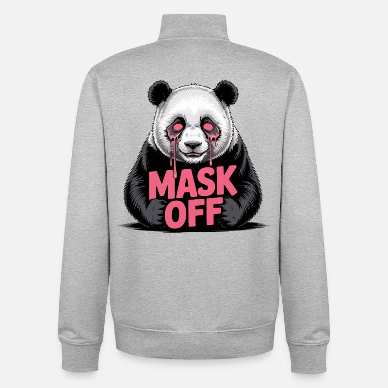 Masque sans panda - Sweat zippé unisexe en coton bio Stanley/Stella - gris chiné