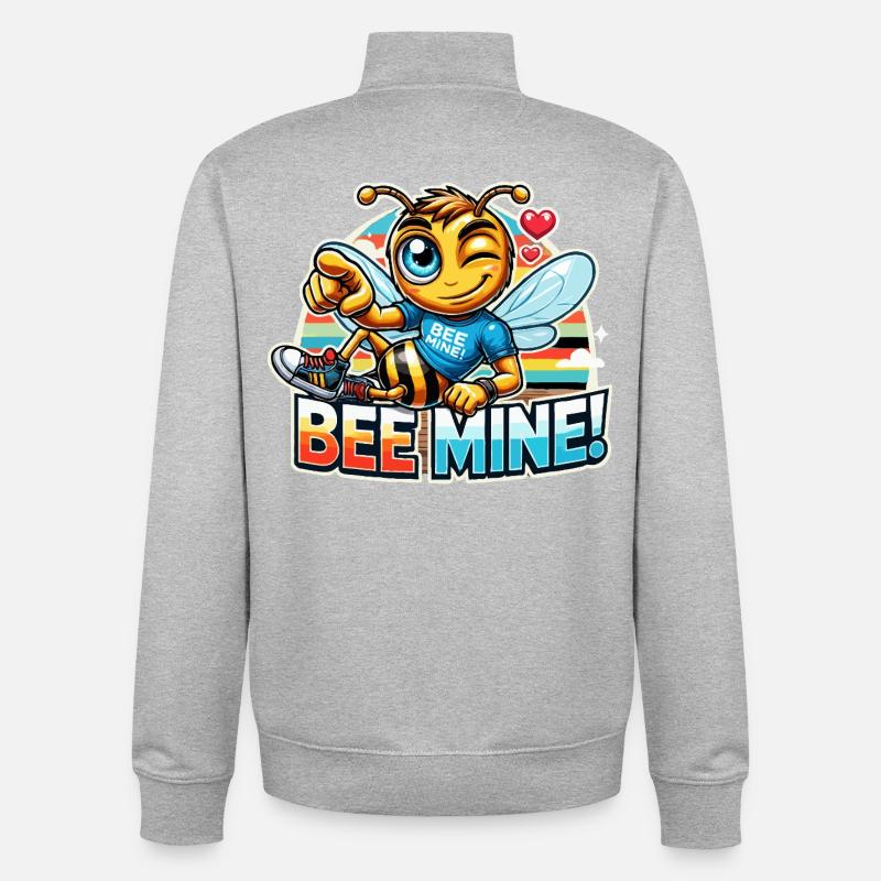 Bee Mine for men - Unisex Organic Zip Sweatshirt by Stanley/Stella - heather grey