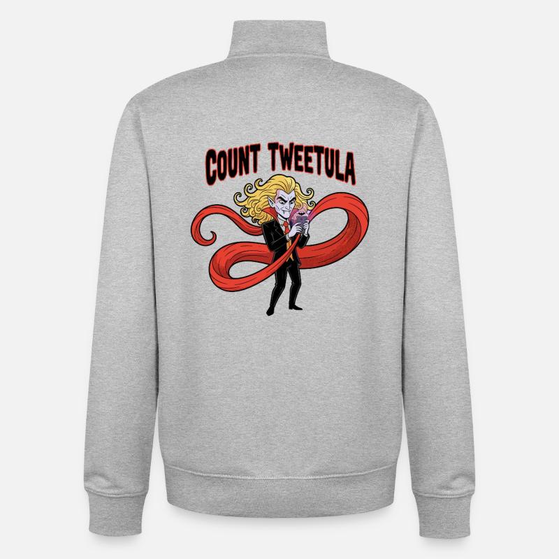 Vampire Tordu Meme Design - Sweat zippé unisexe en coton bio Stanley/Stella - gris chiné