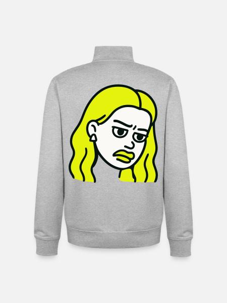 Sad Woman Pop Art - Unisex Organic Zip Sweatshirt by Stanley/Stella - heather grey