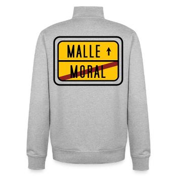 Malle statt Moral – Lustiges Party Design - Unisex Organic Zip Sweatshirt von Stanley/Stella - Grau meliert - Hinten - AI Model Male 185 light (185cm)