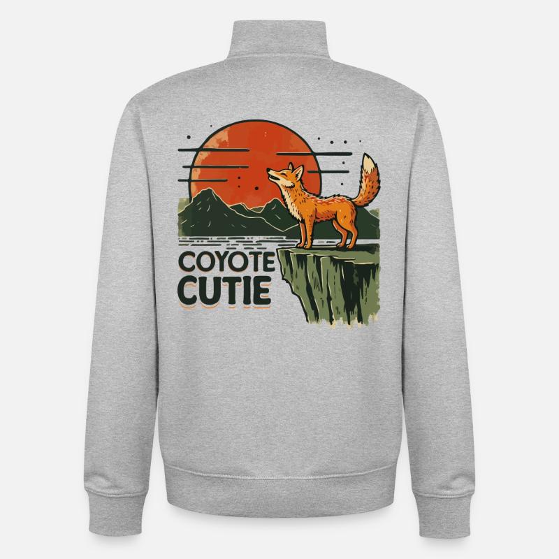 Mignon coyote - Sweat zippé unisexe en coton bio Stanley/Stella - gris chiné