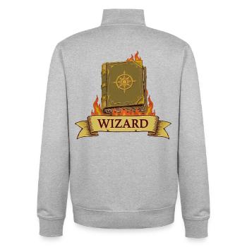 Brennendes Zauberbuch – Wizard Cartoon - Unisex Organic Zip Sweatshirt von Stanley/Stella - Grau meliert - Hinten - AI Model Male 185 light (185cm)