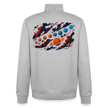 Planètes Système solaire Univers Fun Astronomique - Sweat zippé unisexe en coton bio Stanley/Stella - gris chiné - Dos - AI Model Male 185 light (185cm)