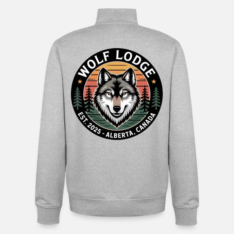 Wolf Lodge Alberta Emblem - Unisex Organic Zip Sweatshirt von Stanley/Stella - Grau meliert