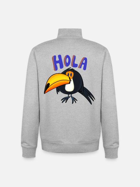 Hola Toucan - Unisex Organic Zip Sweatshirt by Stanley/Stella - heather grey