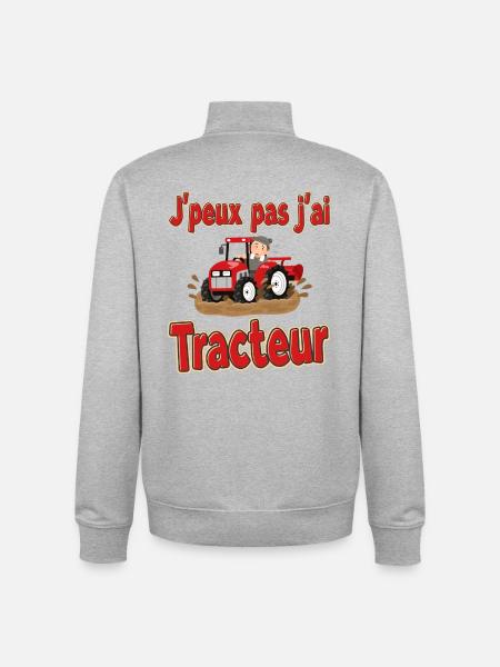 I can't I have tractor - Unisex Organic Zip Sweatshirt by Stanley/Stella - heather grey