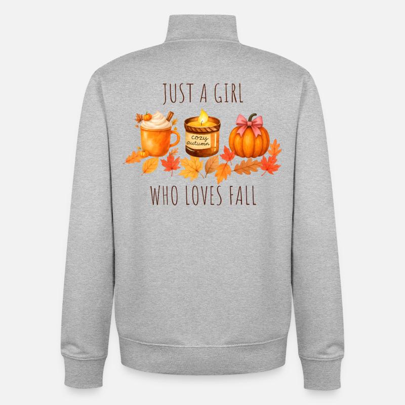 Nur ein Mädchen das Herbst liebt - Unisex Organic Zip Sweatshirt von Stanley/Stella - Grau meliert