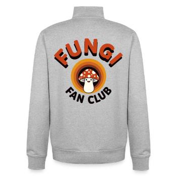 Fungi Fan Club Retro Pilz Spruch - Unisex Organic Zip Sweatshirt von Stanley/Stella - Grau meliert - Hinten - AI Model Male 185 light (185cm)