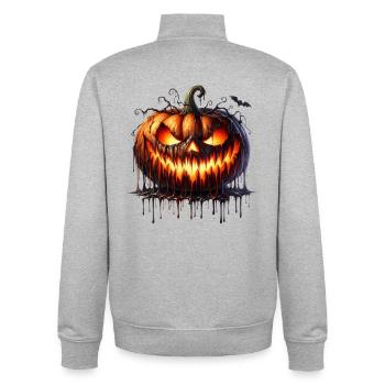Molten Ember Jack-o'-Lantern - Unisex Organic Zip Sweatshirt by Stanley/Stella - heather grey - Back - AI Model Male 185 light (185cm)