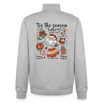 Défilé de Doodle de Noël - Sweat zippé unisexe en coton bio Stanley/Stella - gris chiné - Dos - AI Model Male 185 light (185cm)