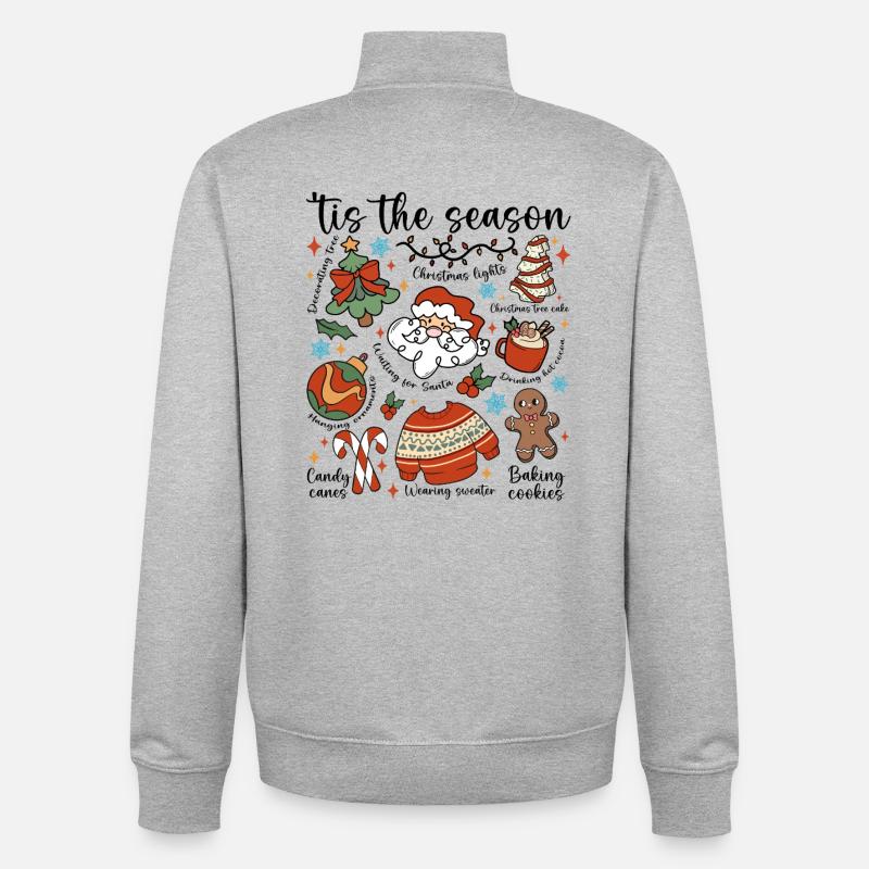 Défilé de Doodle de Noël - Sweat zippé unisexe en coton bio Stanley/Stella - gris chiné