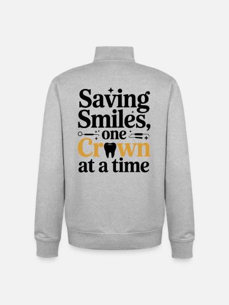 Dental Lab Technician Crown Maker Design - Unisex Organic Zip Sweatshirt by Stanley/Stella - heather grey
