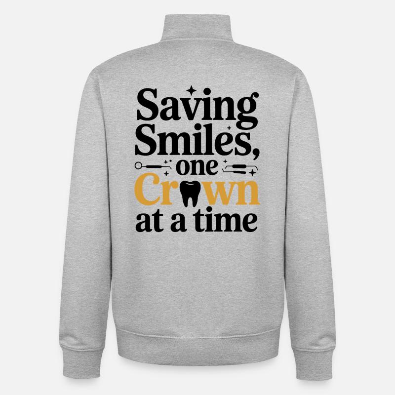 Dental Lab Technician Crown Maker Design  - Unisex Organic Zip Sweatshirt by Stanley/Stella - heather grey