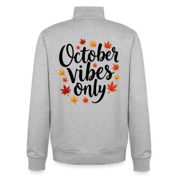 October Vibes Only Herbst Spruch - Unisex Organic Zip Sweatshirt von Stanley/Stella - Grau meliert - Hinten - AI Model Male 185 light (185cm)