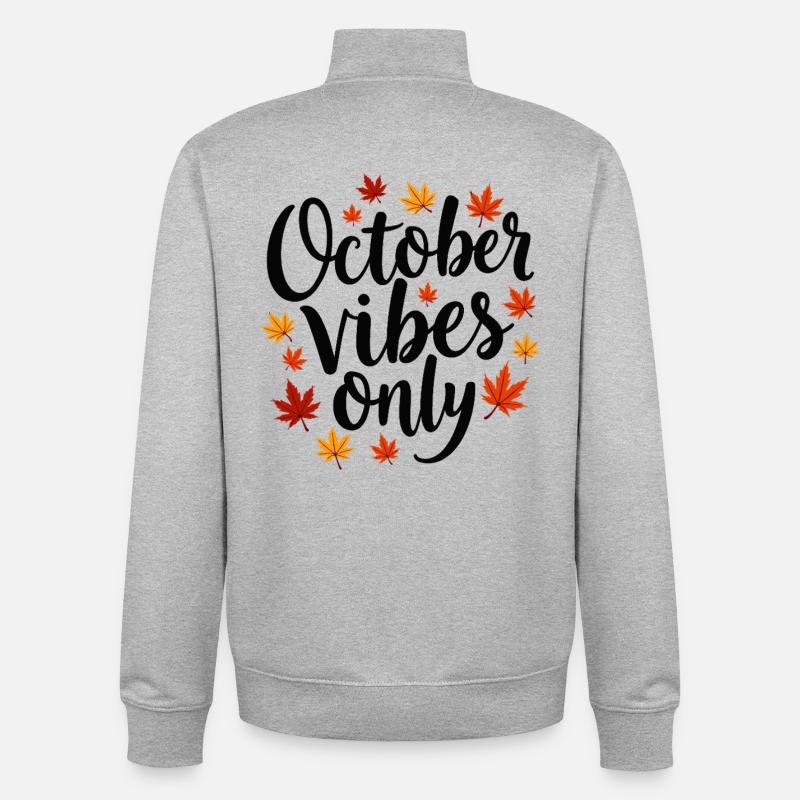 Onction Seulement Automne Dicton - Sweat zippé unisexe en coton bio Stanley/Stella - gris chiné