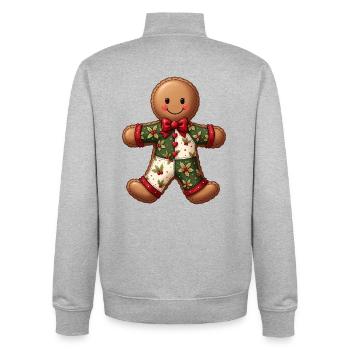 Gingerbread Christmas Motif Patchwork - Unisex Organic Zip Sweatshirt by Stanley/Stella - heather grey - Back - AI Model Male 185 light (185cm)