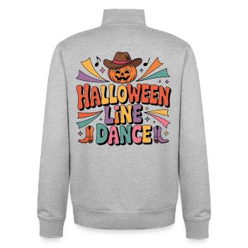 Danse en ligne d’Halloween motif citrouille - Sweat zippé unisexe en coton bio Stanley/Stella - gris chiné - Dos - AI Model Male 185 light (185cm)