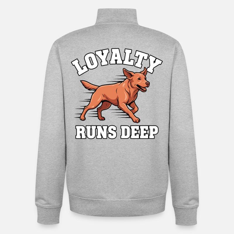 Loyalty runs deep – Foxred Labrador - Unisex Organic Zip Sweatshirt by Stanley/Stella - heather grey