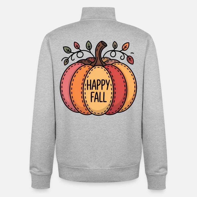 Happy Fall Pumpkin Patch - Unisex Organic Zip Sweatshirt by Stanley/Stella - heather grey
