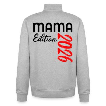 MAMA 2026 - ANNONCE DE LA GROSSESSE BÉBÉ - Sweat zippé unisexe en coton bio Stanley/Stella - gris chiné - Dos - AI Model Male 185 light (185cm)
