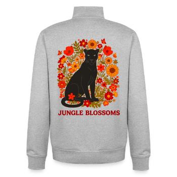 Panthère Noire et Jungle Fleurs botanique - Unisex Organic Zip Sweatshirt by Stanley/Stella - heather grey - Back - AI Model Male 185 light (185cm)