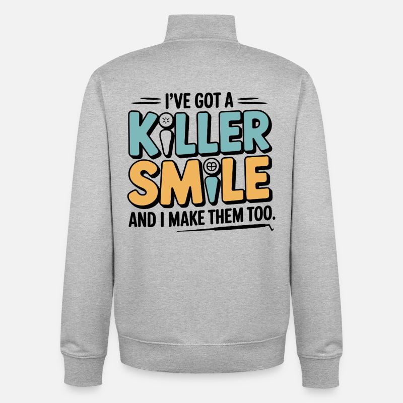 Dental Technician Occlusion Tool  - Unisex Organic Zip Sweatshirt by Stanley/Stella - heather grey