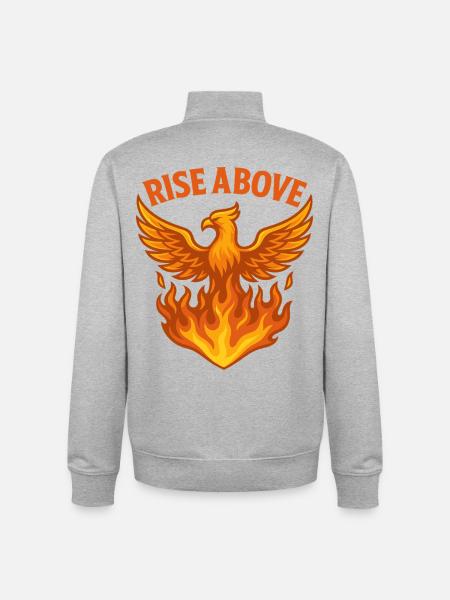 Phoenix Rise Above Fire Motif - Unisex Organic Zip Sweatshirt by Stanley/Stella - heather grey