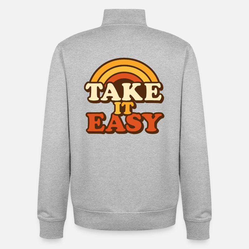 Rétro Take It Easy - Sweat zippé unisexe en coton bio Stanley/Stella - gris chiné