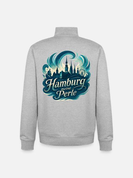 Hamburg Perle Stadt Silhouette Geschenk - Unisex Organic Zip Sweatshirt von Stanley/Stella - Grau meliert