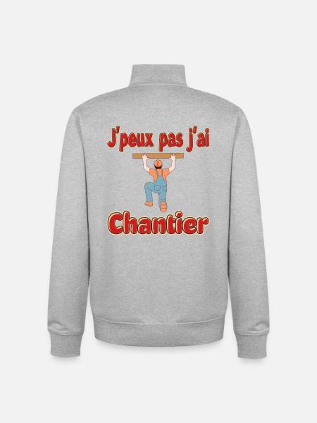 J'peux pas j'ai Chantier - Sweat zippé unisexe en coton bio Stanley/Stella - gris chiné