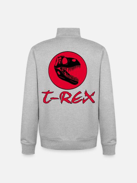 Tyrannosaurus Rex and Red Sun - Unisex Organic Zip Sweatshirt by Stanley/Stella - heather grey