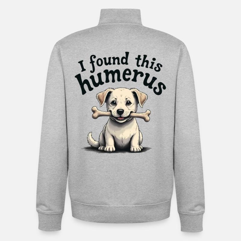 J’ai trouvé cet humérus - Sweat zippé unisexe en coton bio Stanley/Stella - gris chiné