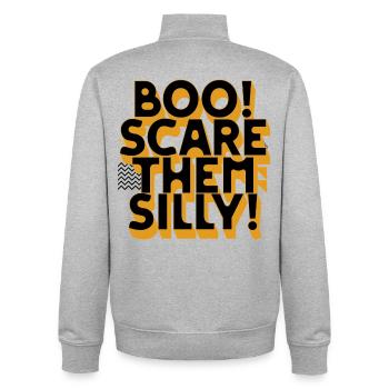 Boo Scare Them Silly - Unisex Organic Zip Sweatshirt by Stanley/Stella - heather grey - Back - AI Model Male 185 light (185cm)