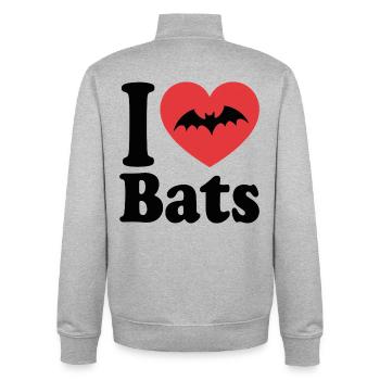 I Love Bats – Bat Lover - Unisex Organic Zip Sweatshirt by Stanley/Stella - heather grey - Back - AI Model Male 185 light (185cm)