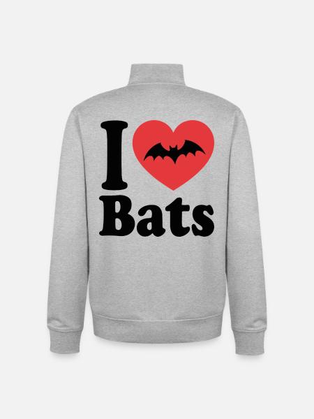 I Love Bats – Bat Lover - Unisex Organic Zip Sweatshirt by Stanley/Stella - heather grey