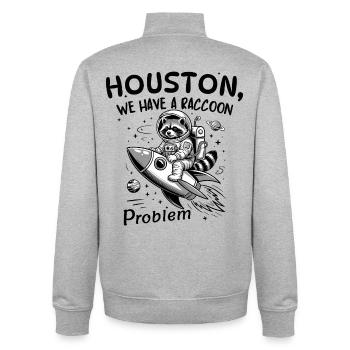 Houston We Have A Raccoon Problem Space Rocket - Unisex Organic Zip Sweatshirt by Stanley/Stella - heather grey - Back - AI Model Male 185 light (185cm)