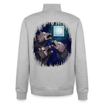 Retro Pixel Art 3 Wolfs Held heult den Mond an - Unisex Organic Zip Sweatshirt von Stanley/Stella - Grau meliert - Hinten - AI Model Male 185 light (185cm)