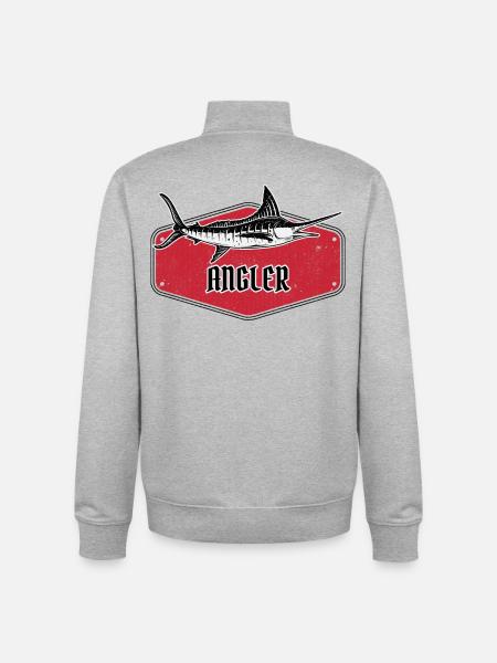 Angler Fish USA Design Red - Unisex Organic Zip Sweatshirt by Stanley/Stella - heather grey