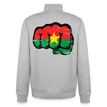 Burkina Faso flag fist used - Unisex Organic Zip Sweatshirt by Stanley/Stella - heather grey - Back - AI Model Male 185 light (185cm)