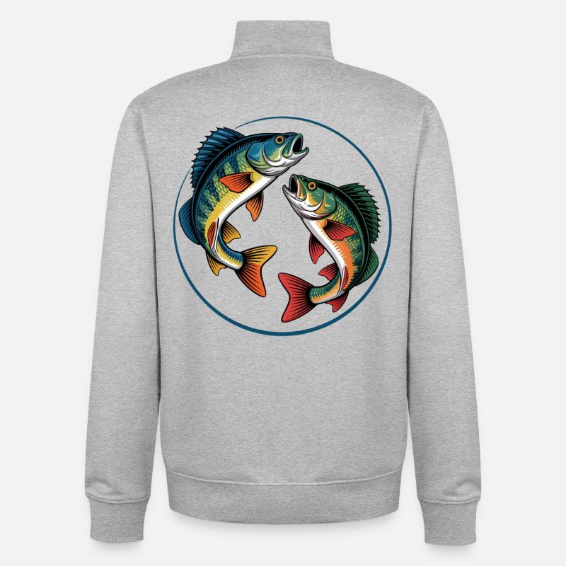 Zwei springende Barsche - Unisex Organic Zip Sweatshirt von Stanley/Stella - Grau meliert
