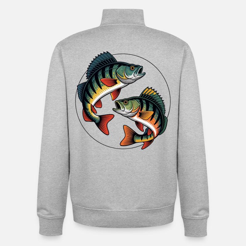 Zwei springende Barsche - Unisex Organic Zip Sweatshirt von Stanley/Stella - Grau meliert