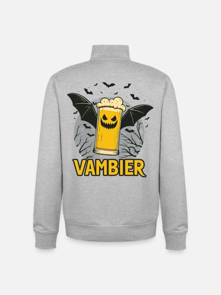 Vambier bat funny saying - Unisex Organic Zip Sweatshirt by Stanley/Stella - heather grey