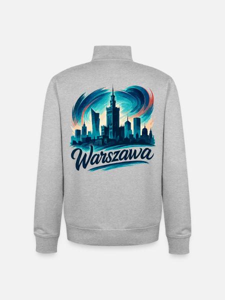 Varsovie Warszawa Capitale Pologne Cadeau - Sweat zippé unisexe en coton bio Stanley/Stella - gris chiné