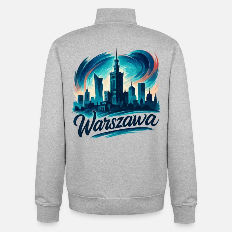 Varsovie Warszawa Capitale Pologne Cadeau - Sweat zippé unisexe en coton bio Stanley/Stella - gris chiné