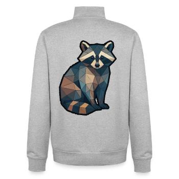 Geometrischer Waschbär Low Poly - Unisex Organic Zip Sweatshirt von Stanley/Stella - Grau meliert - Hinten - AI Model Male 185 light (185cm)